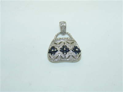 10k White Gold Diamond and Sapphire Purse