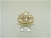 14k Yellow Gold Diamond & Pearl Ring
