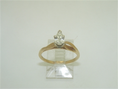 14k Yellow Gold Diamond Marquise Engagement Ring