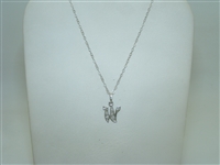 14k White gold "W" Initial pendant with chain