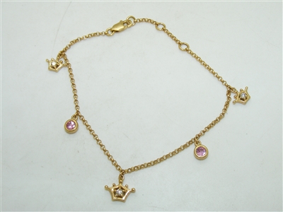 Diamond And Pink Tourmaline Charm Bracelet