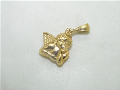 14k Yellow Gold Double Sided Face Baby Angel Pendant