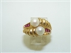 14k Yellow Gold Ruby Pearl Ring