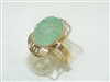 Vintage 14k Yellow Gold Flower Emerald Ring