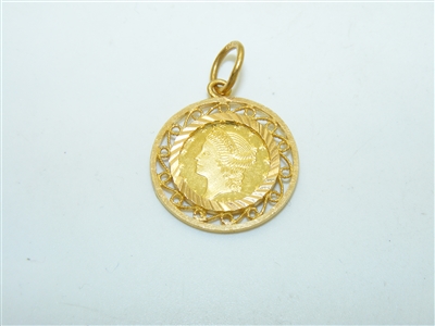 22k yellow Gold Coin Pendant