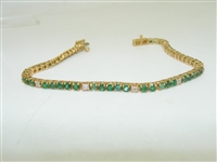 Tennis Diamond & Emerald Yellow Gold Bracelet