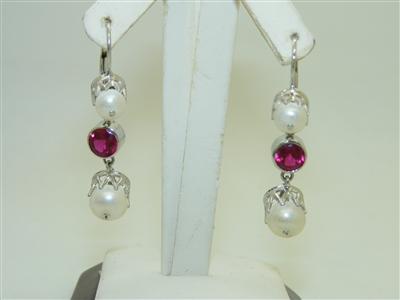 14k White Gold Pearl Earrings