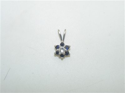 Gorgeous Blue Sapphire Diamond Flower Pendant