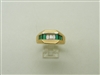 14K Yellow Gold  Unisex Natural Emerald & Diamond Ring