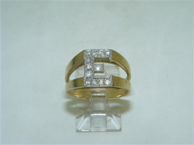Letter "E" Diamond Gold ring