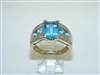 14k White Gold London Blue Topaz Diamond Ring