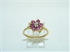 14k Yellow Gold Flower Design Natural Ruby Ring