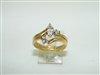 14k Yellow Gold Diamond Engagement Duo Ring