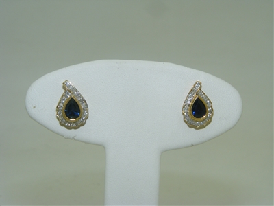 Beautiful Diamond Blue Sapphire push back earrings