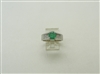 18K White Gold Natural Colombian Emerald Invisible Princess Cut Diamond Ring