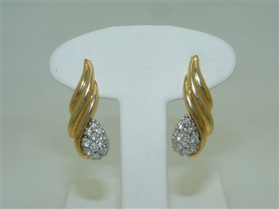 14k Yellow and White gold Diamond push back earring