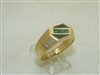 14k Yellow Gold Diamond, Onyx, & Emerald Ring