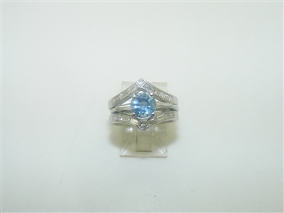 14k White Gold Aquamarine Insert Engagement Ring