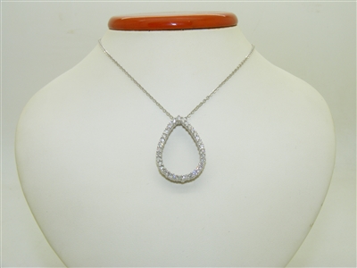 14k White Gold Necklace Pear shape Pendant