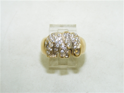 14k Yellow Gold Cubic Zircon Elephant Ring