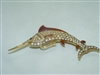 Gorgeous 18k Yellow Gold Diamond Swordfish Pin