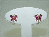 Beautiful Ruby Butterfly Lever back earrings