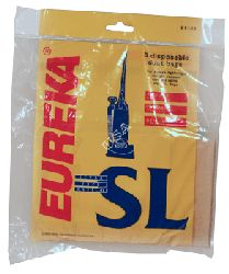 Genuine Eureka Style SL vacuum cleaner bags in a convenient 3 pack. These standard bags are Eureka part number 61125 and fit Eureka Upright Models S782 and SC785. The Eureka Style SL bags are designed by Eureka to provide the best performance