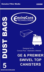GE Bag Paper Canister Swivel Top 5 pack Case of 50 packs   220SW