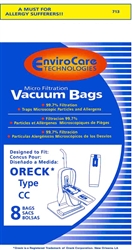 Oreck Micro Filter Paper Bag  Type CC For Uprights With Bag Dock  8 Pack Envirocare