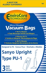 Sanyo Style PU-1 Micro Filtration Paper Bags 3 Pack