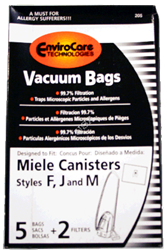 Miele Bag Paper F J and M 5 pack with 2 Filters
