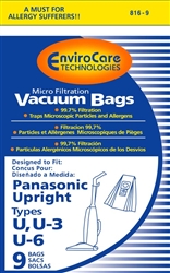 Panasonic Paper Bag Style U6 9 Pack 816-9