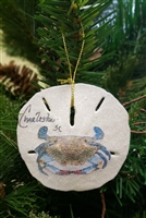 Blue Crab On Sand-Dollar Ornament