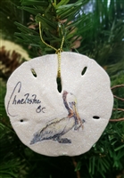 Pelican with Fish On Sand-Dollar Ornament
