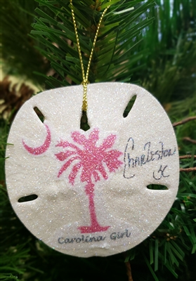Pink Palmetto "Carolina Girl" Sand-Dollar Ornament