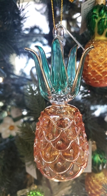 Amber Glass Pineapple Ornament