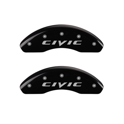 MGP Caliper Covers - Front & Rear - Black Finish Silver Characters