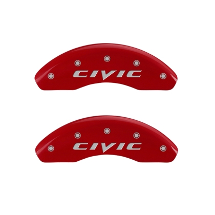 MGP Caliper Covers - Front & Rear - Red Finish Silver Characters
