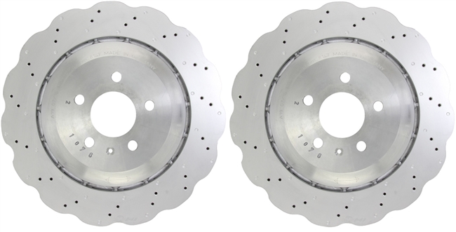 REAR PAIR - Cross Drilled Brake Rotors - 14-18 Audi RS7