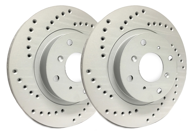 FRONT PAIR - Cross Drilled Rotors With Gray ZRC - C55-2174