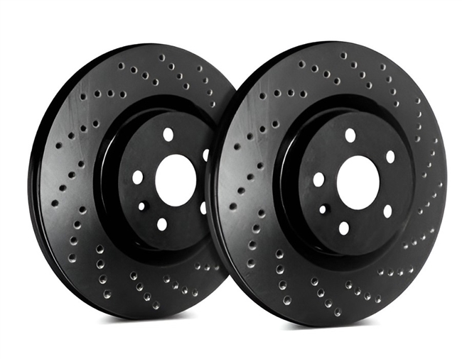 FRONT PAIR - Cross Drilled Rotors With Black ZRC Coating - C55-069-BP