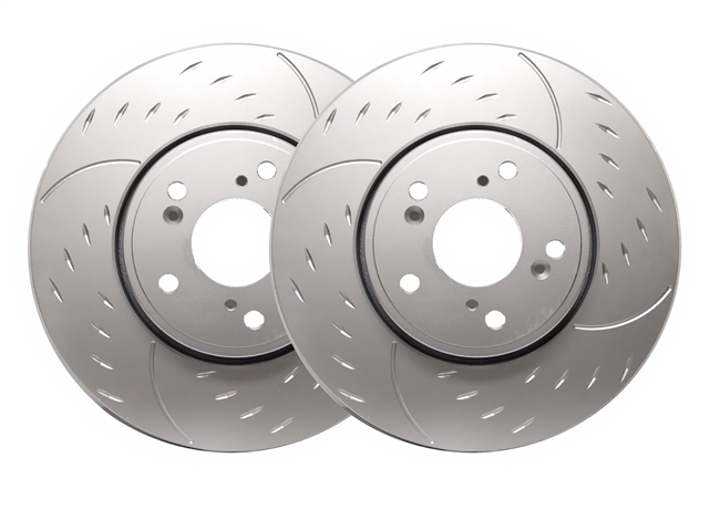 FRONT PAIR - Diamond Slot Rotors With Silver ZRC Coating - D19-0096-P