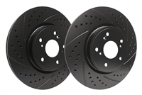 FRONT PAIR - Double Drilled And Slotted Rotors With Black ZRC Coating - S01-3146-BP