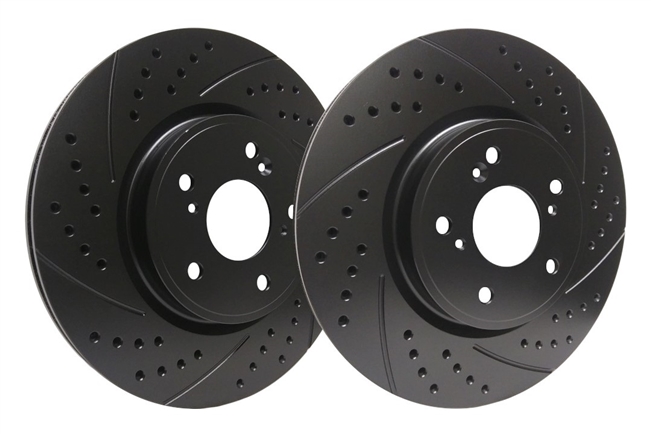 REAR PAIR - Double Drilled and Slotted Rotors With Black ZRC Coating - S60-256-BP