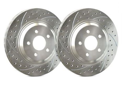 FRONT PAIR - Double Drilled and Slotted Rotors With Silver ZRC Coating - S54-32