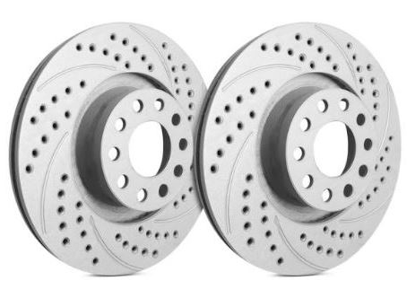 FRONT PAIR - Double Drilled and Slotted Rotors With Gray ZRC Coating - S19-0080