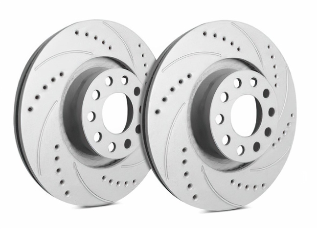 FRONT PAIR - Drilled And Slotted Rotors With Gray ZRC - F01-3164