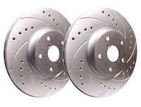 REAR PAIR - Drilled And Slotted Rotors With Silver ZRC Coating - F19-304-P