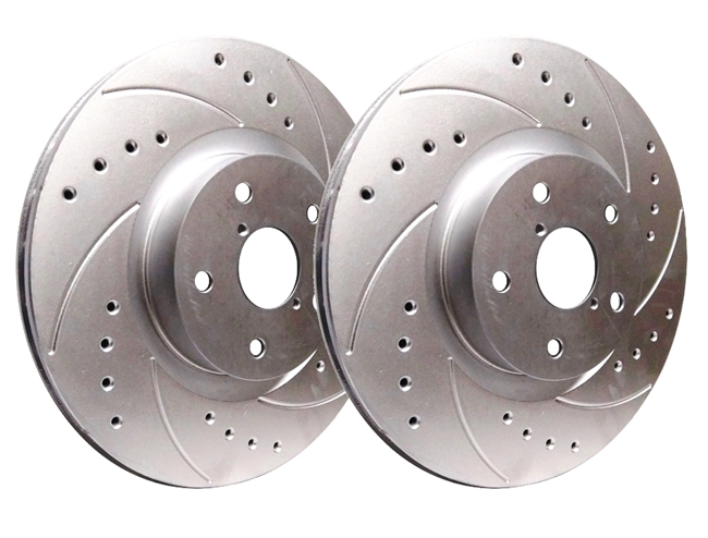 FRONT PAIR - Drilled And Slotted Rotors With Silver ZRC Coating - F52-482-P