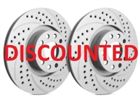 FRONT PAIR - Double Drilled and Slotted Rotors With Gray ZRC Coating - S30-300